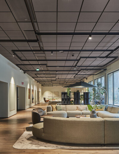 Ecophon: Masters Eg, akustiktak, kontor, Stommen Group, Markaryd