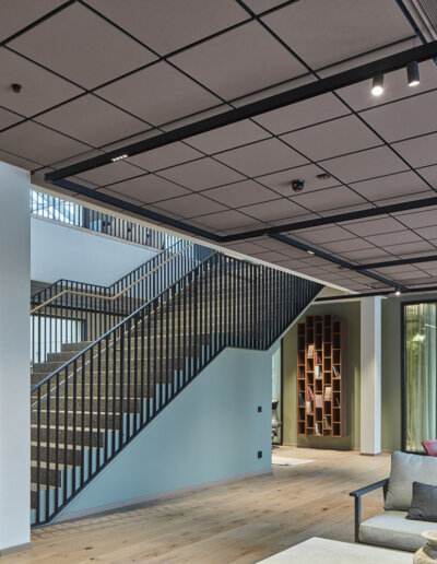 Ecophon: Masters Eg, akustiktak, kontor, Stommen Group, Markaryd