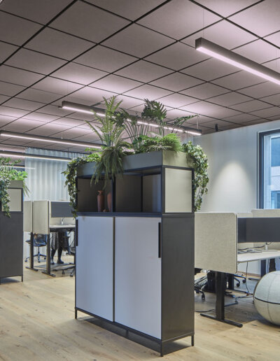 Ecophon: Masters Eg, akustiktak, kontor, Stommen Group, Markaryd