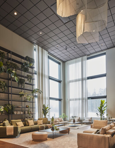 Ecophon: Masters Eg, akustiktak, kontor, Stommen Group, Markaryd